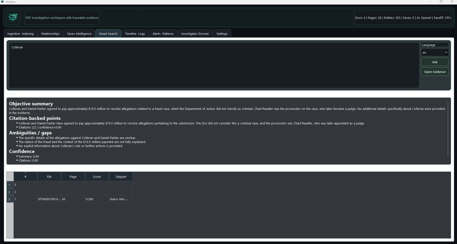 Ariadne graphical interface